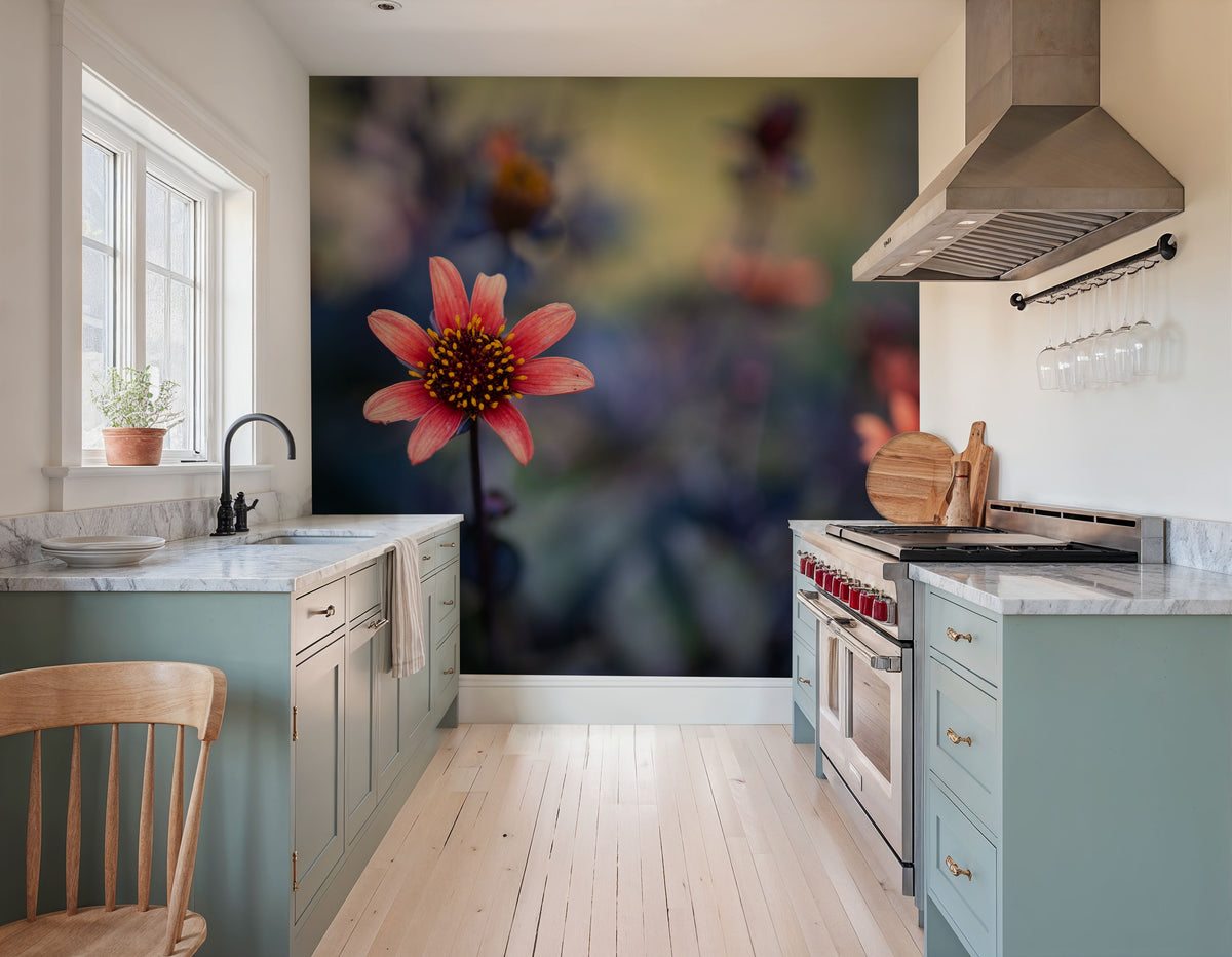 Peach Dahlias Mural Wallpaper - room preview 03