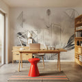 Feather Geometry Smoke Mural Wallpaper - room preview 03