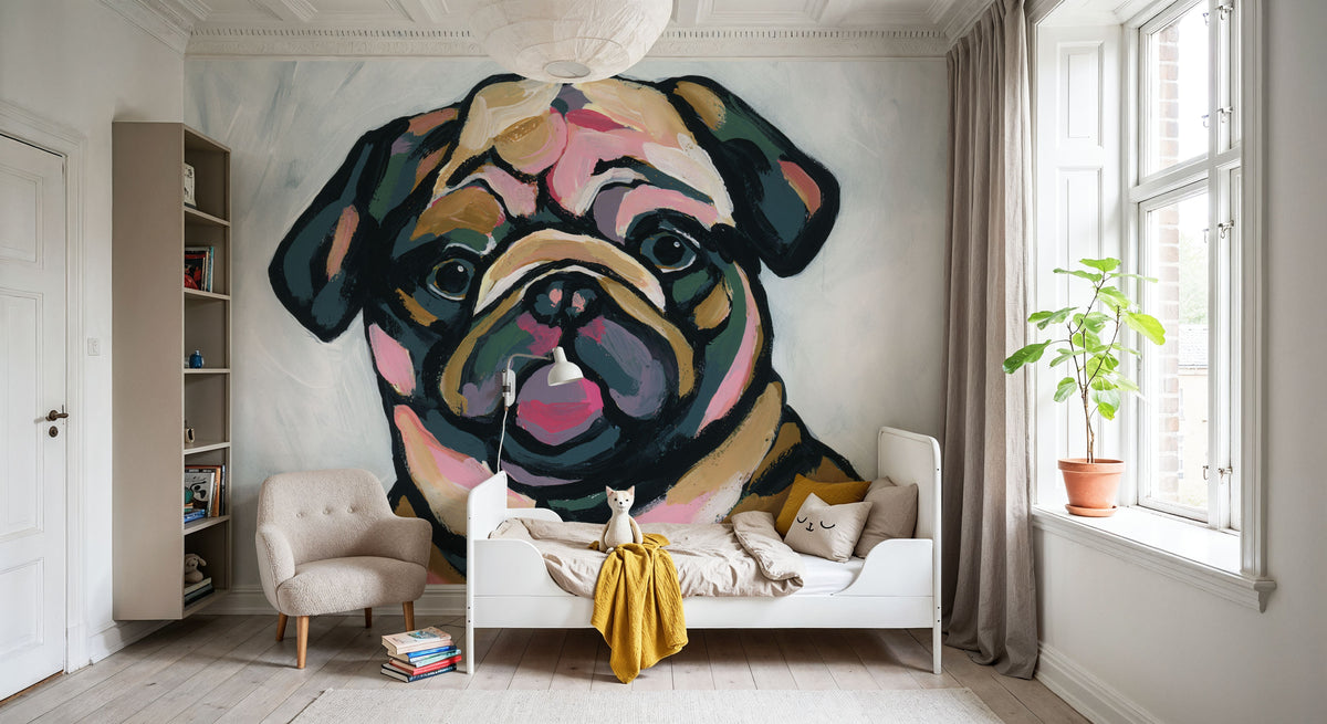 Abstract Pug Mural Wallpaper - room preview 03