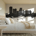 Stamford Connecticut Skyline Black & White Mural Wallpaper - room preview 03