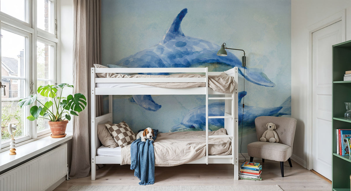 Graceful Dolphins II Mural Wallpaper - room preview 03