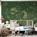 Rabbits Green Mural Wallpaper - room preview 03