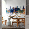 Glasgow Scotland Skyline Blue & Bronze Mural Wallpaper - room preview 03