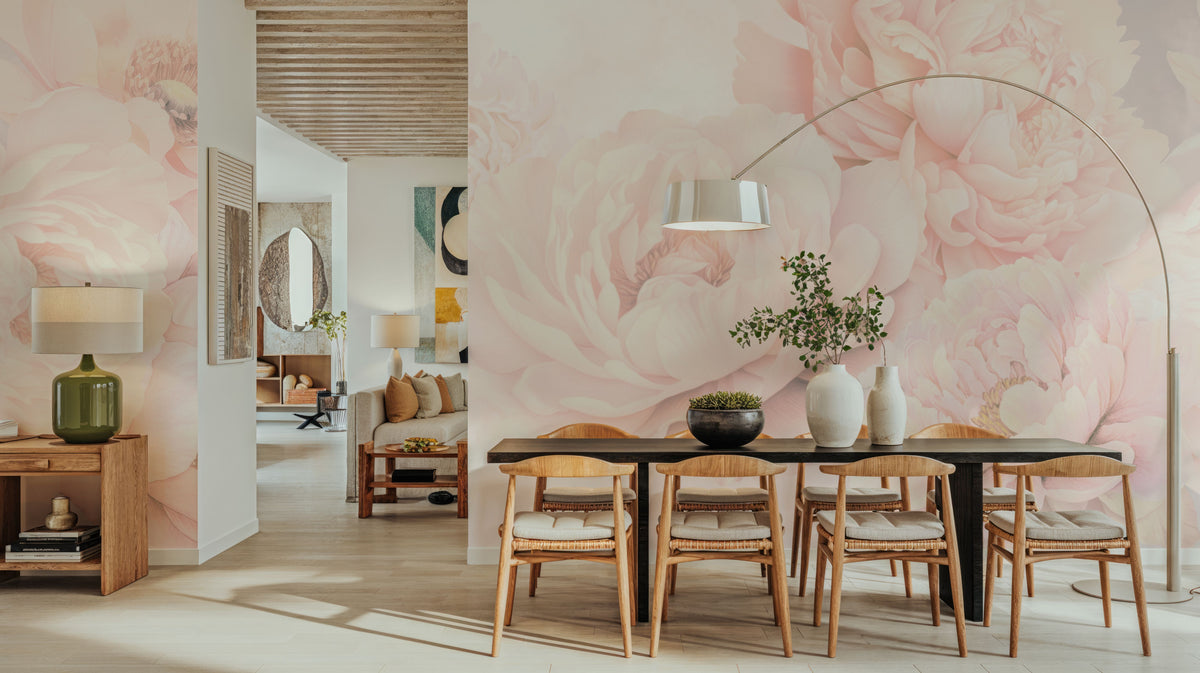 Transcendent Peony, Blush Pink Mural Wallpaper - room preview 03