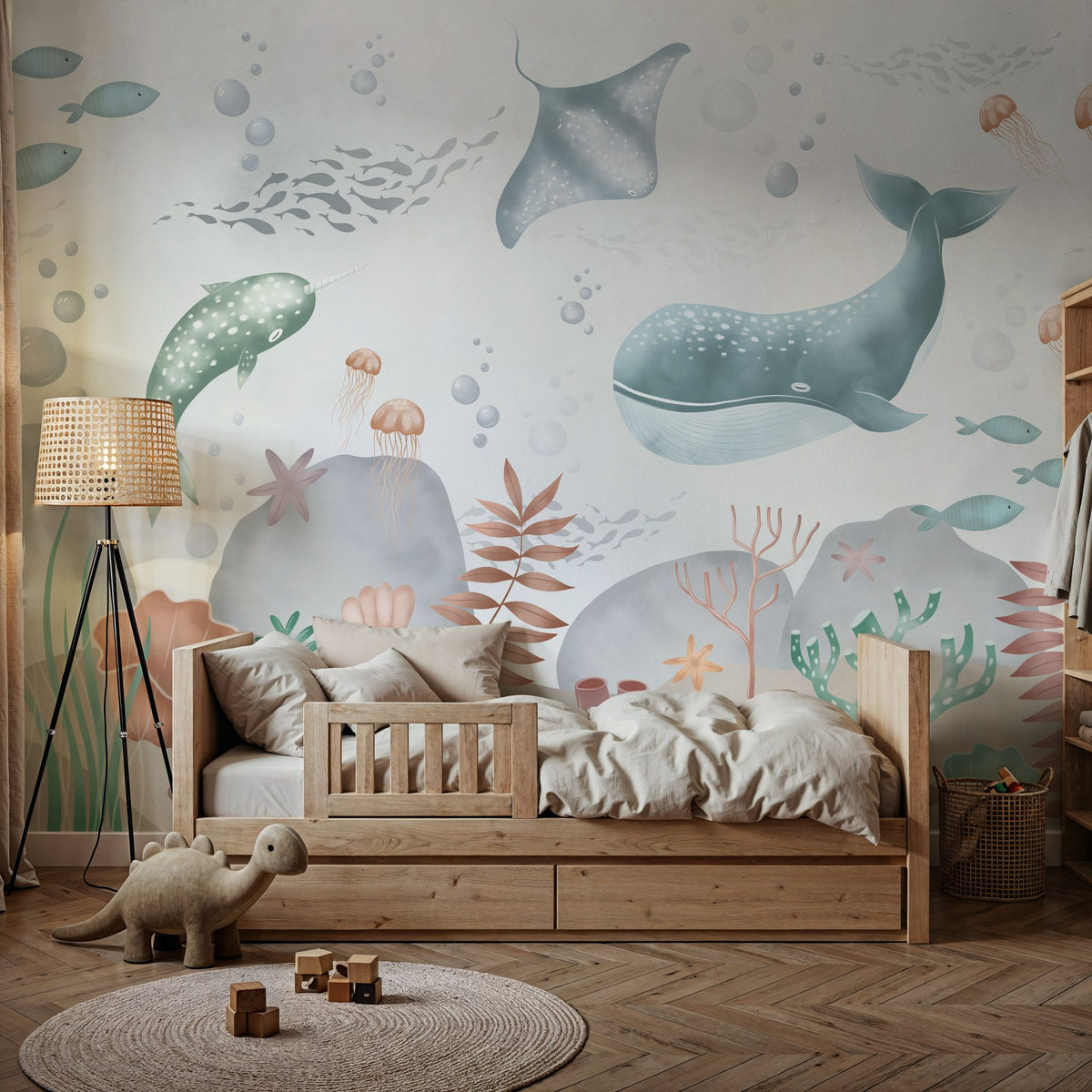 Ocean Paradise, Seafoam Mural Wallpaper - room preview 03