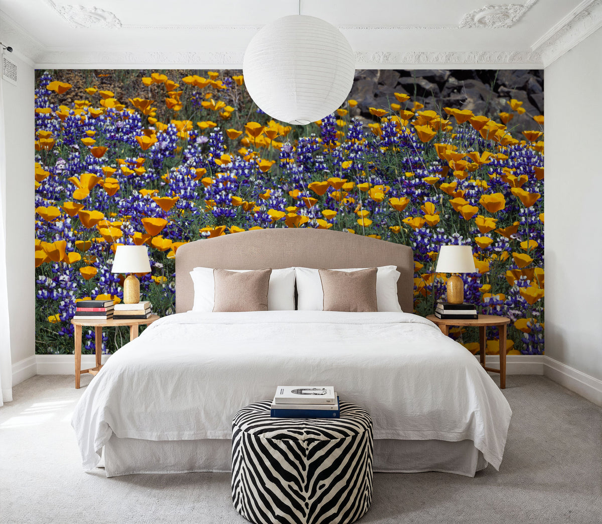 Poppy and Lupine Meadow Mural Wallpaper - room preview 03