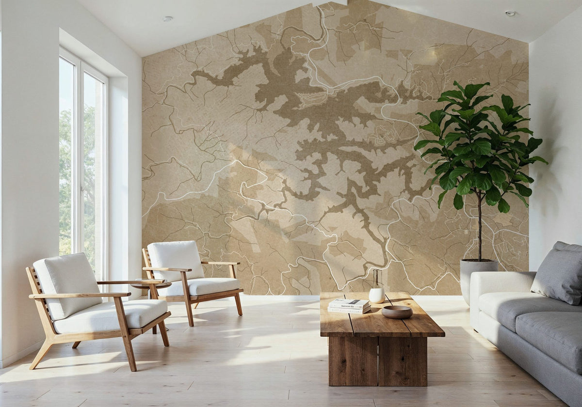 Lake Santeetlah Ochre Mural Wallpaper - room preview 03