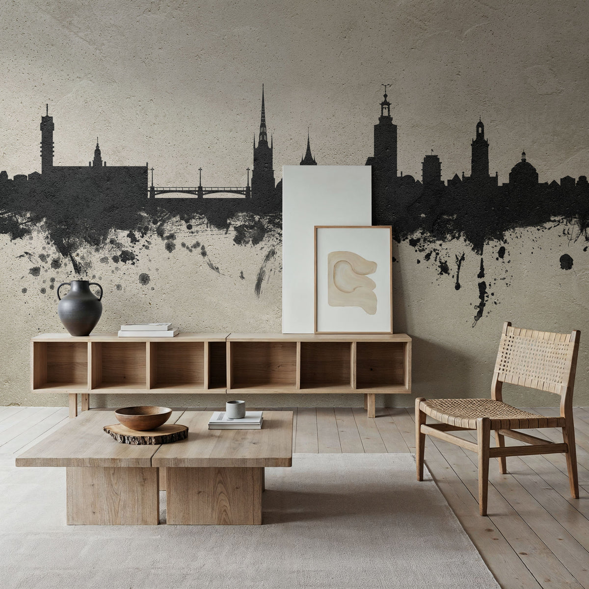 Stockholm Skyline Concrete Mural Wallpaper - room preview 03