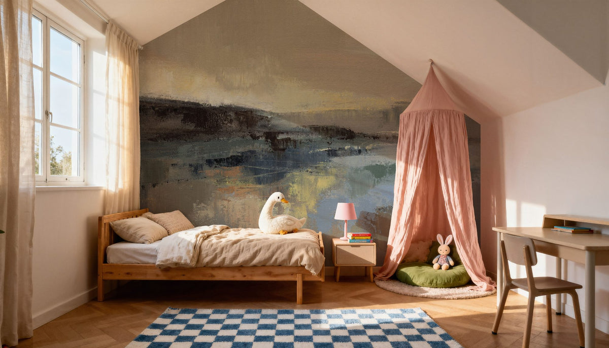 Winter Lake Mural Wallpaper - Neutral Tone - room preview 03