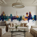 Damascus Syria Skyline Blue & Bronze Mural Wallpaper - room preview 03