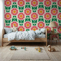 Retro Bold Blooms, Pink Mural Wallpaper - room preview 03
