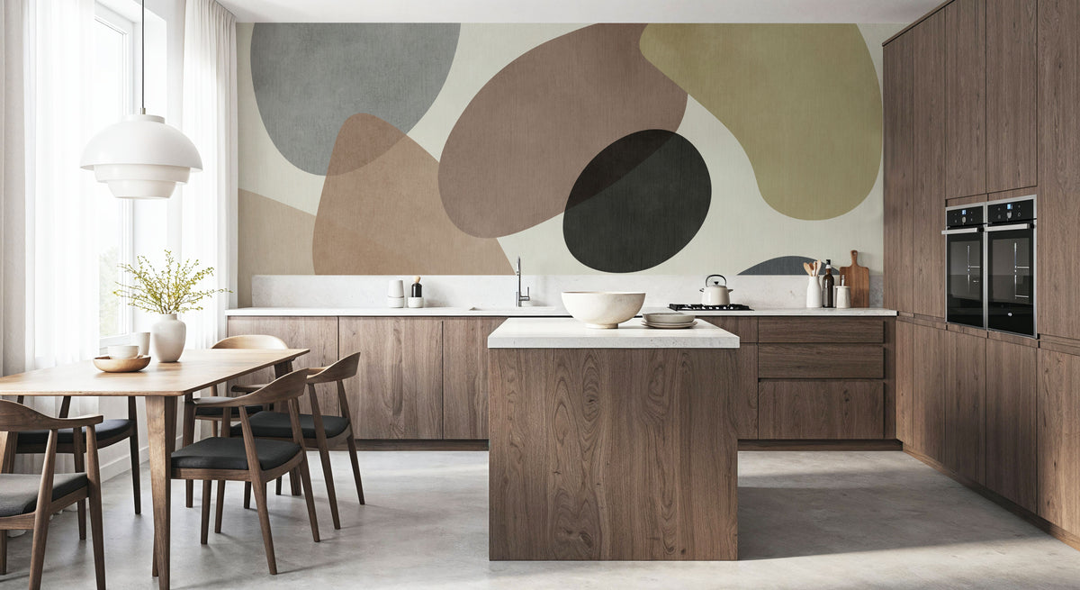 Lava Shapes, Beige Mural Wallpaper - room preview 03