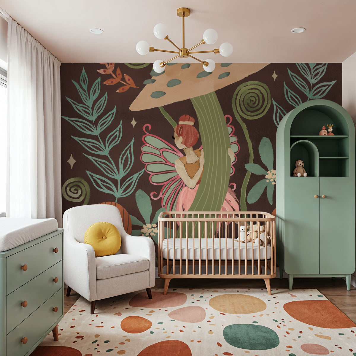 Floralscape Fairies III Dark Mural Wallpaper - room preview 03