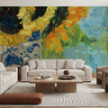 Sunflowers and Hydrangeas Mural Wallpaper - room preview 03