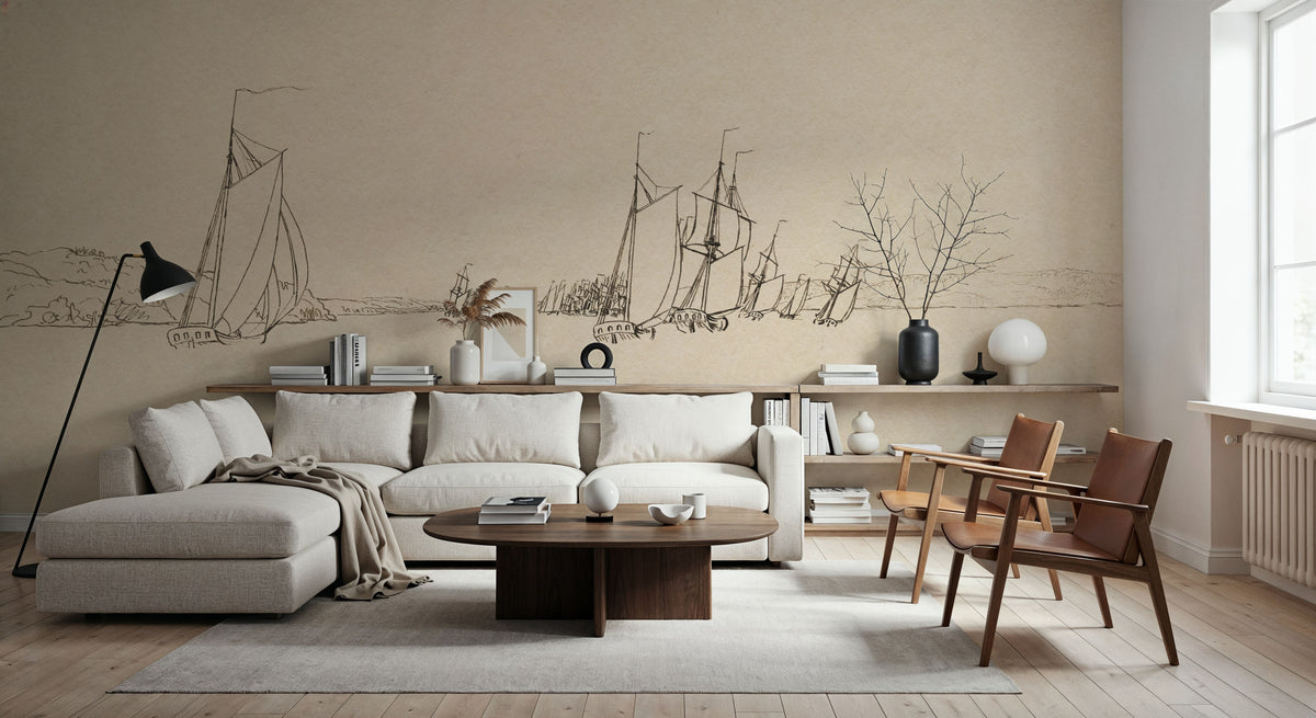 Sketch of the Harbor I Mural Wallpaper - room preview 03