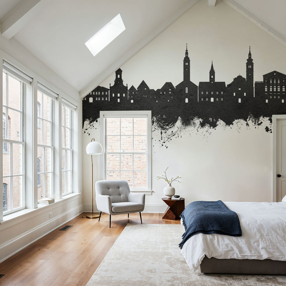 Varaždin Croatia Skyline Black & White Mural Wallpaper - room preview 03