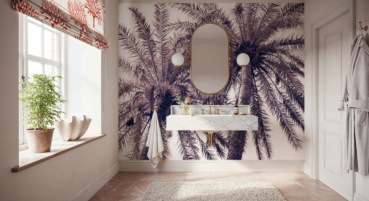 Pink Palms Horizontal Mural Wallpaper - room preview 03