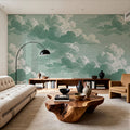 Intaglio Clouds, Jade Mural Wallpaper - room preview 03
