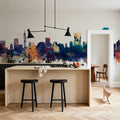 Pretoria South Africa Skyline Blue & Bronze Mural Wallpaper - room preview 03