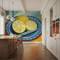 Sliced Lemons on Plates Mural Wallpaper - room preview 03