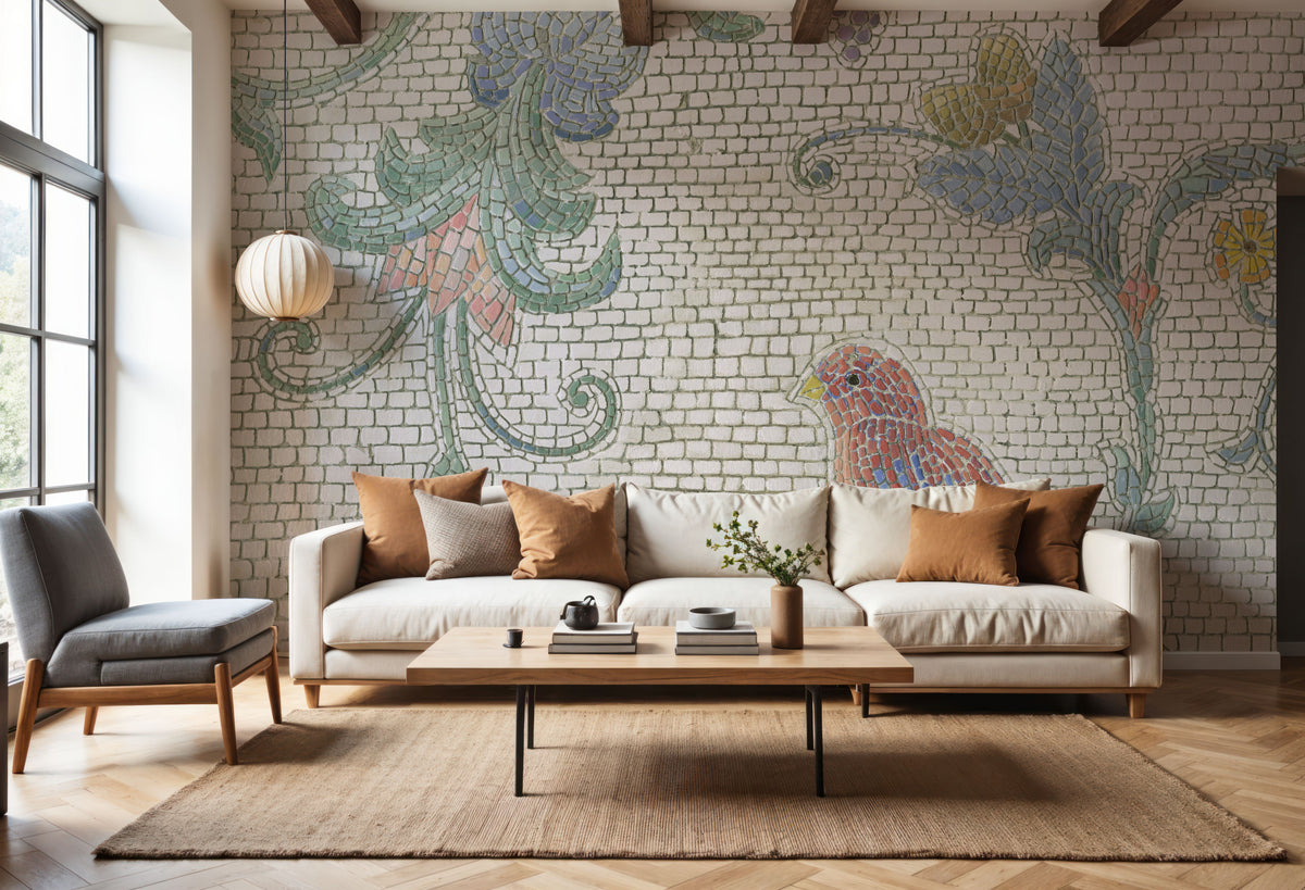 Mosaic Birds II Mural Wallpaper - room preview 03