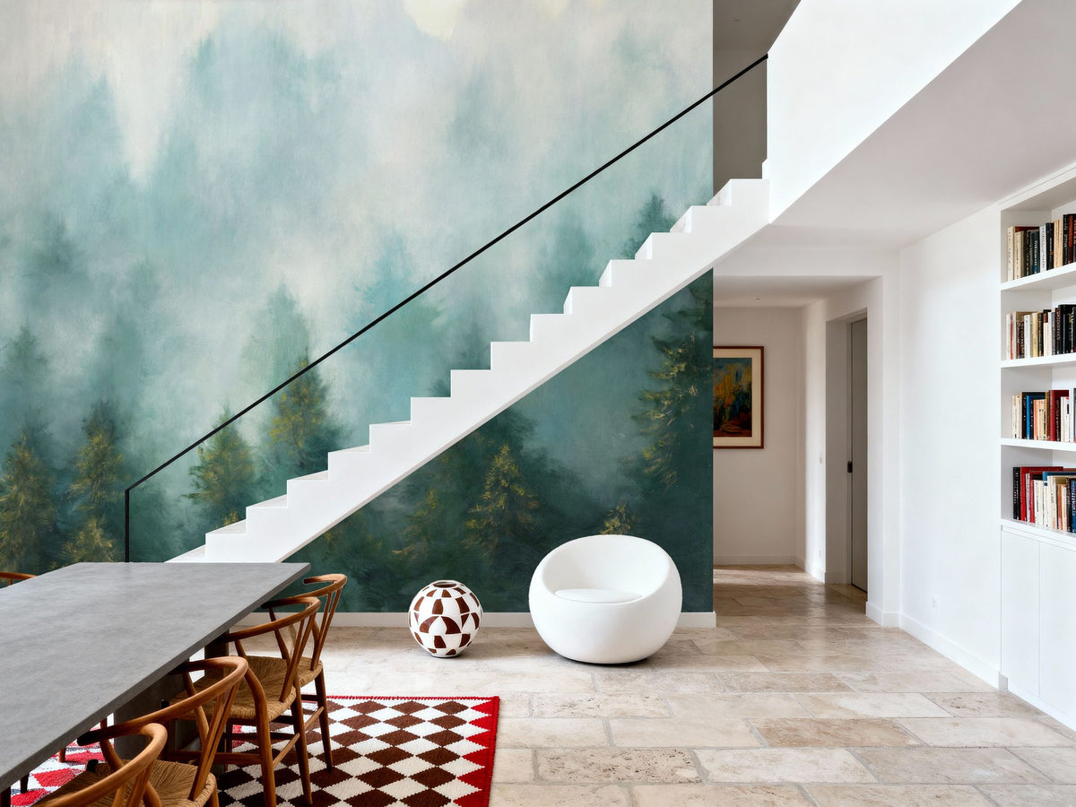 Misty Forest Mural Wallpaper - room preview 03