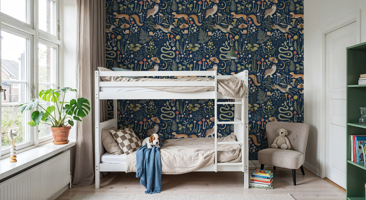 Fantasy Forest - Midnight Blue Mural Wallpaper - room preview 03
