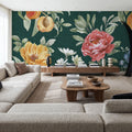 Floral Solitude Green Mural Wallpaper - room preview 03