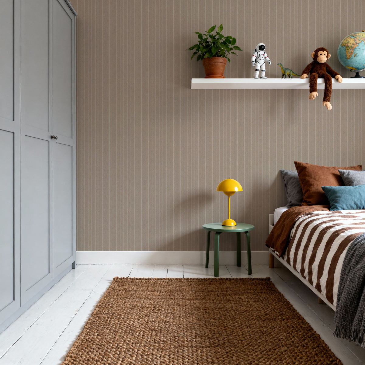 Tailor's Pin Stripe, Tan Mural Wallpaper - room preview 03