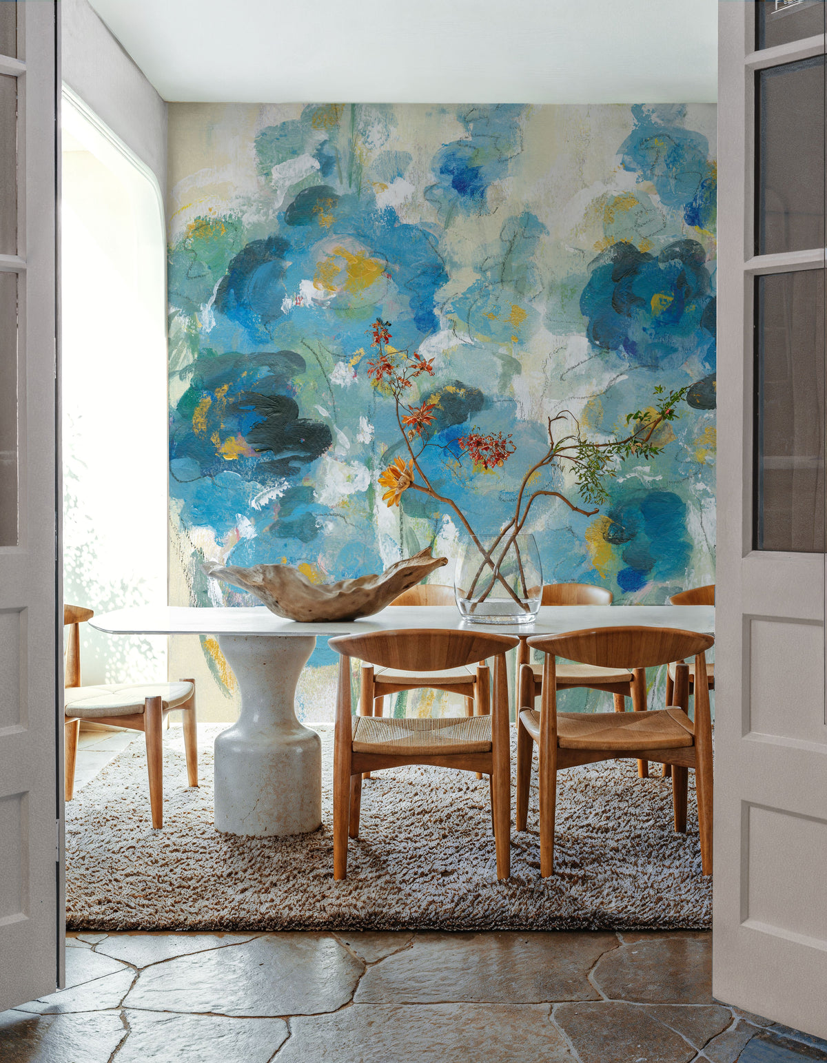 Blue Blooms Mural Wallpaper - room preview 03