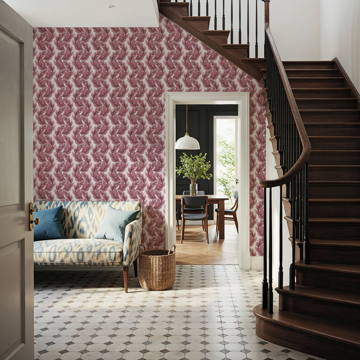 Verdant Plume, Chalky Rose Mural Wallpaper - room preview 03