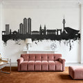 Daegu South Korea Skyline Black & White Mural Wallpaper - room preview 03