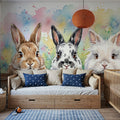 Rabbits - Cute Baby Animals Series Mural Wallpaper - room preview 03