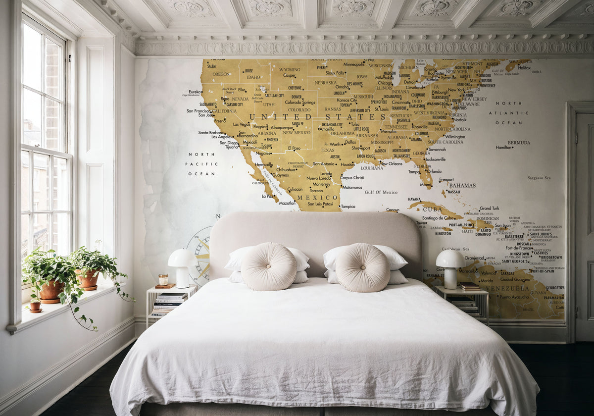 US Mexico Caribbean Map - Rosie Wash Mural Wallpaper - room preview 03
