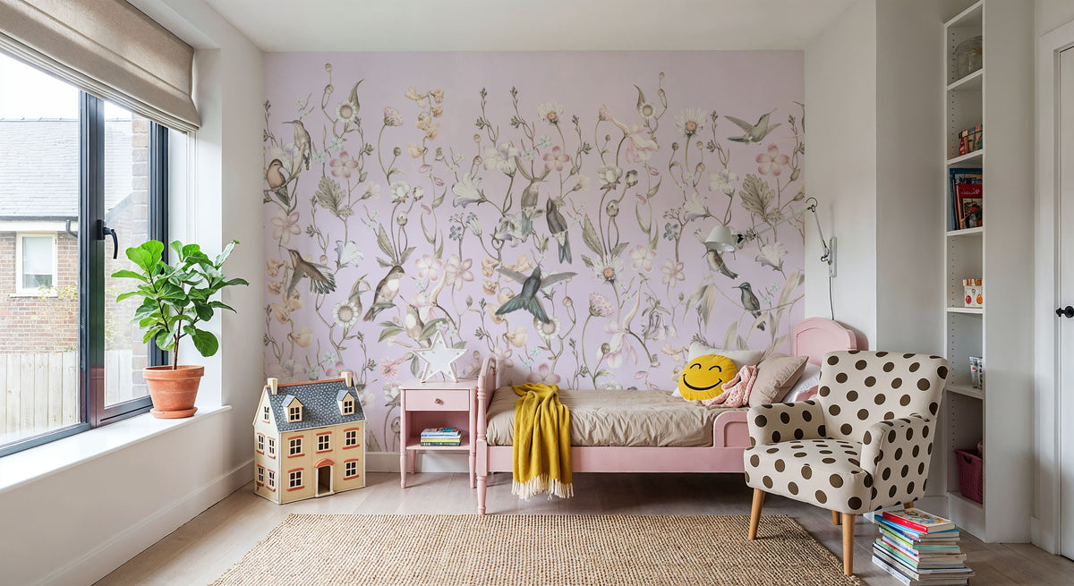 Bird Garden Purple Mural Wallpaper - room preview 03