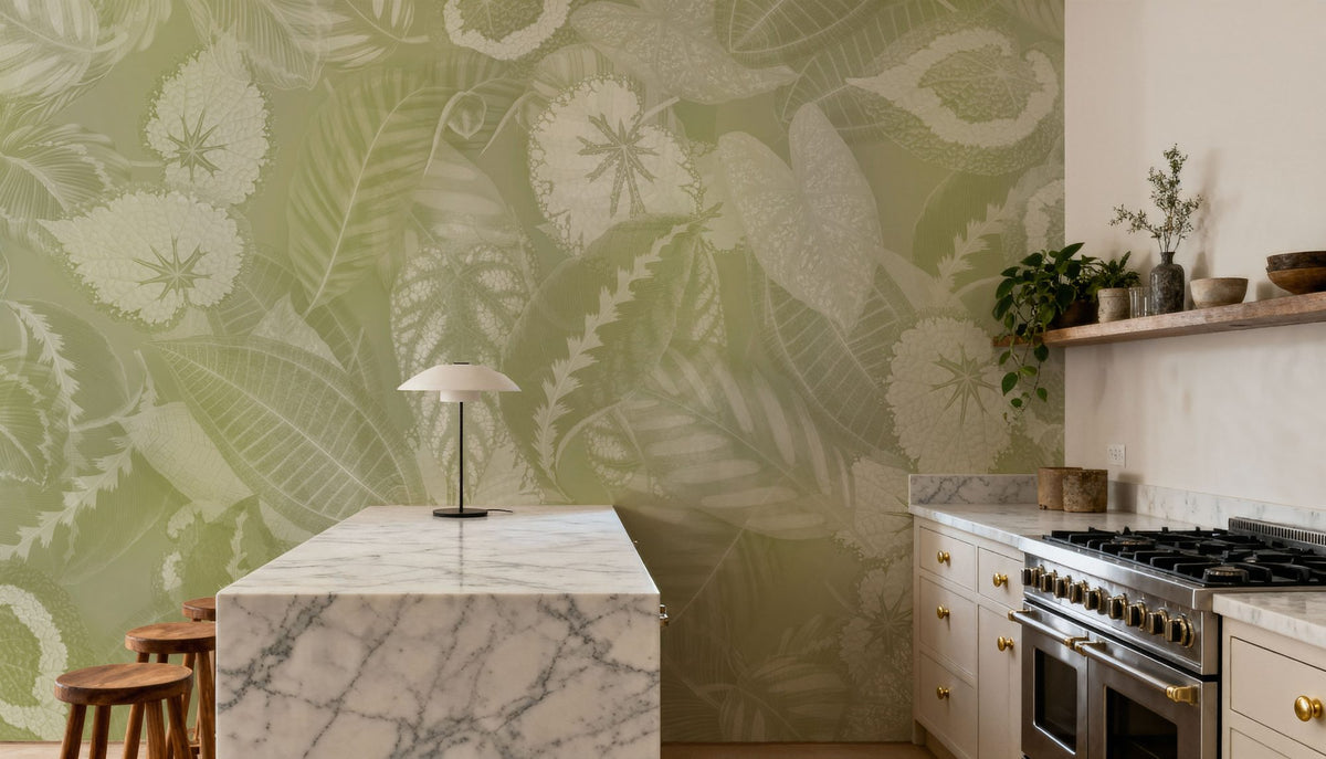 Secret Leaves Mural Wallpaper - Warm Tone - room preview 03