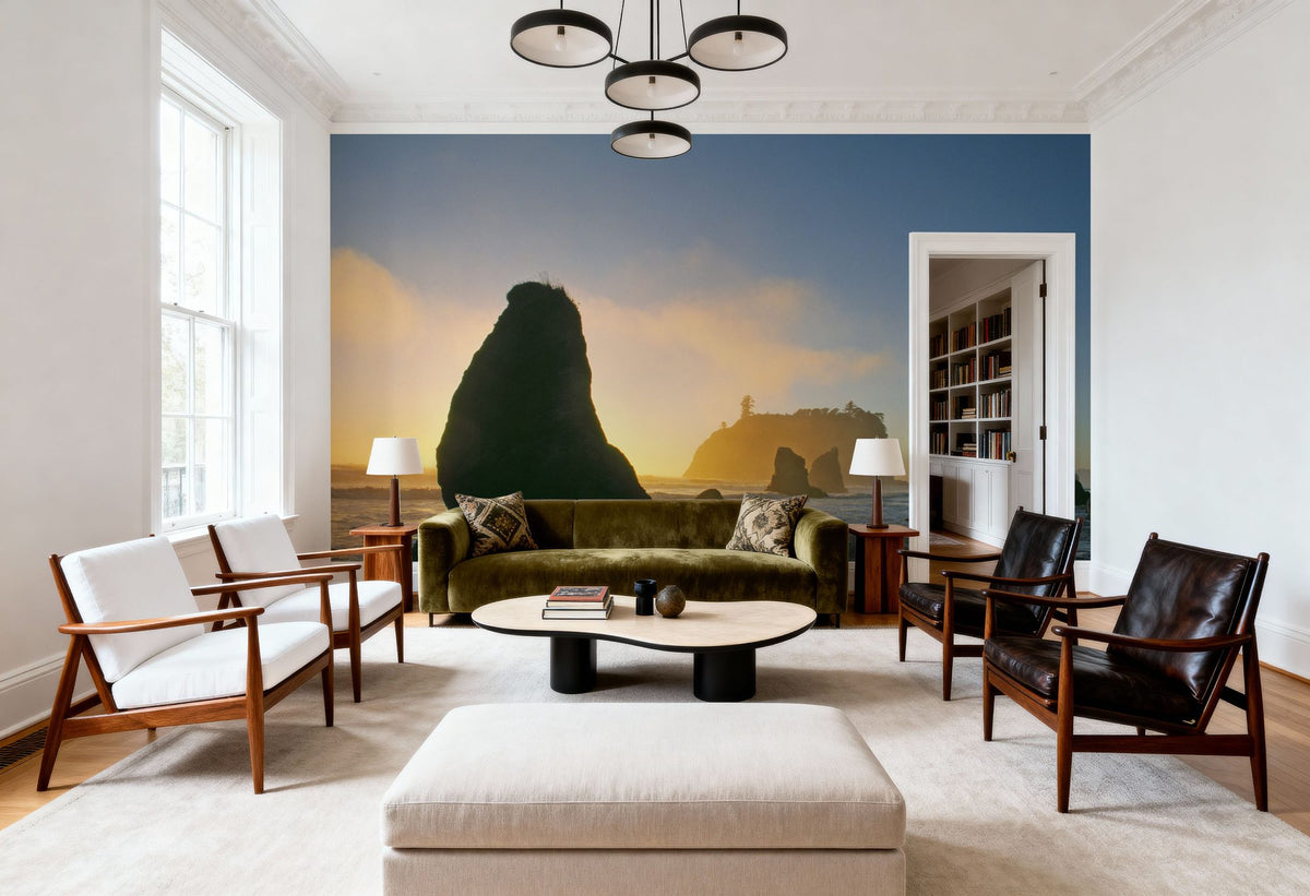 Sea Stacks in Pacific Ocean Mural Wallpaper - room preview 03