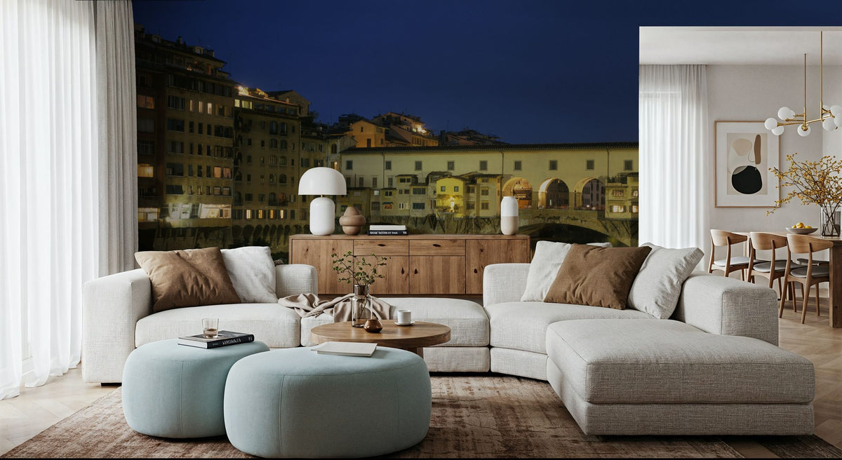 Riverside Bridge Twilight Mural Wallpaper - room preview 03