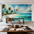 Exotic Tropical Sunny Paradise Beach Mural Wallpaper - room preview 03