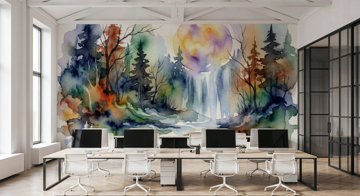 Forest Grove II - Watercolor Landscape Series Mural Wallpaper - room preview 03