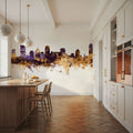 Nashville Tennessee Skyline Purple & Gold Mural Wallpaper - room preview 03