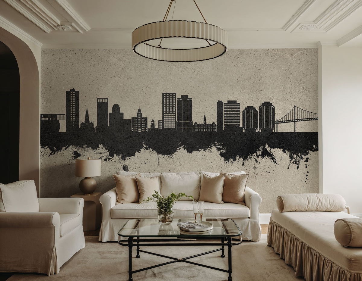 Halifax Canada Skyline Concrete Mural Wallpaper - room preview 03