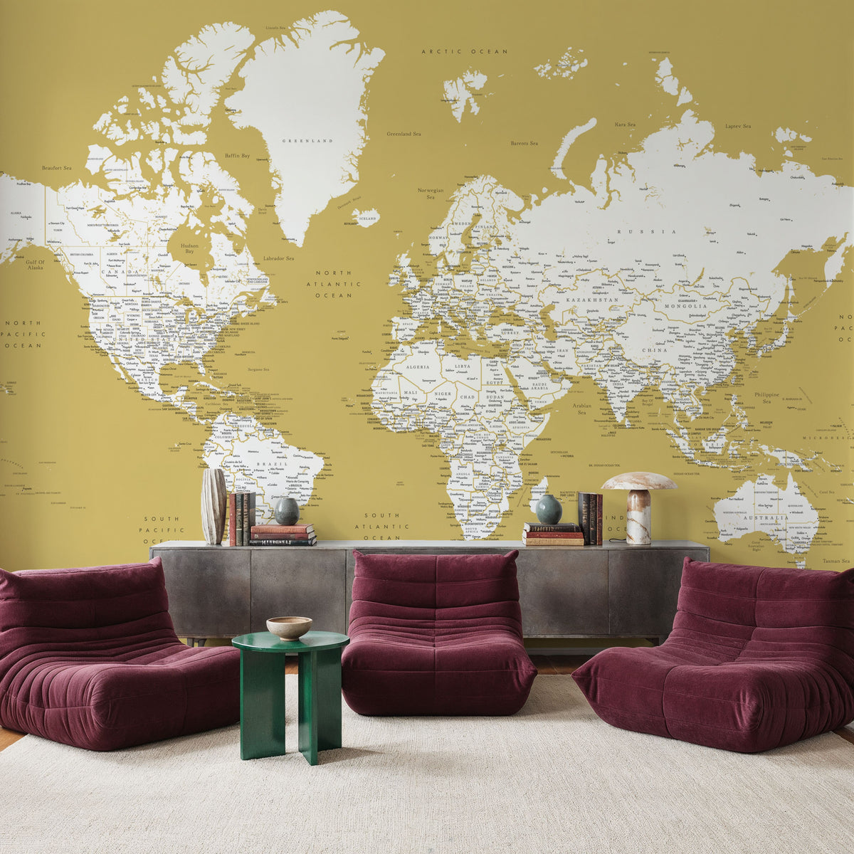 World Map Cities - Andrew Mural Wallpaper - room preview 03