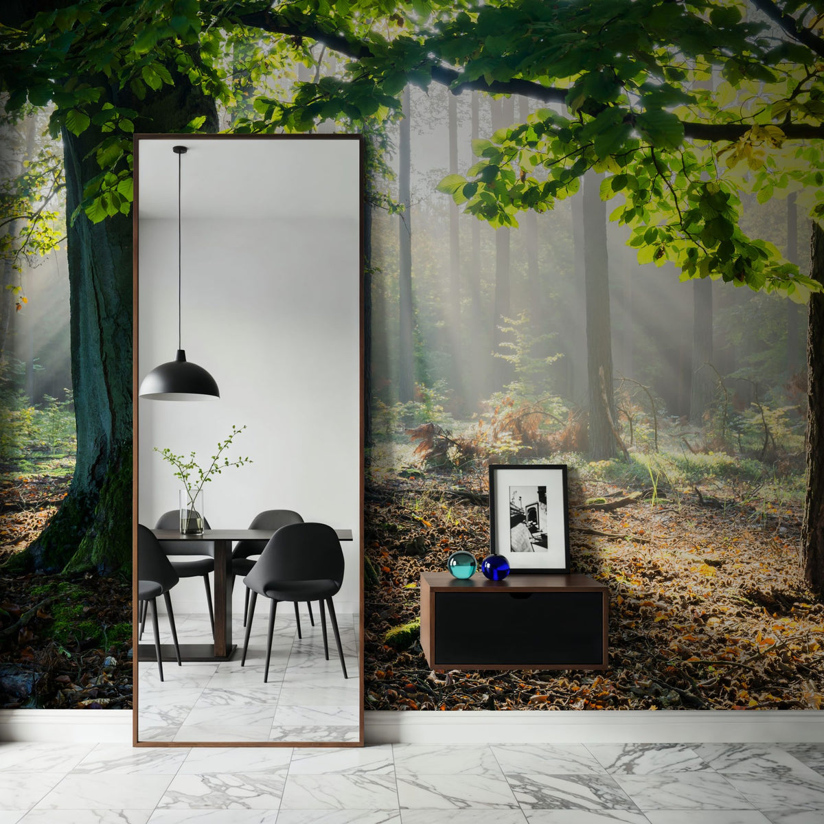 Mystical Forest Sunrays Mural Wallpaper - room preview 03