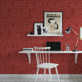 Time to Share Florals Red Mural Wallpaper - room preview 03