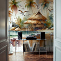 Island Serenity in Abstract Watercolor Mural Wallpaper - room preview 03