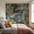 Big Orchids Green Mural Wallpaper - room preview 03