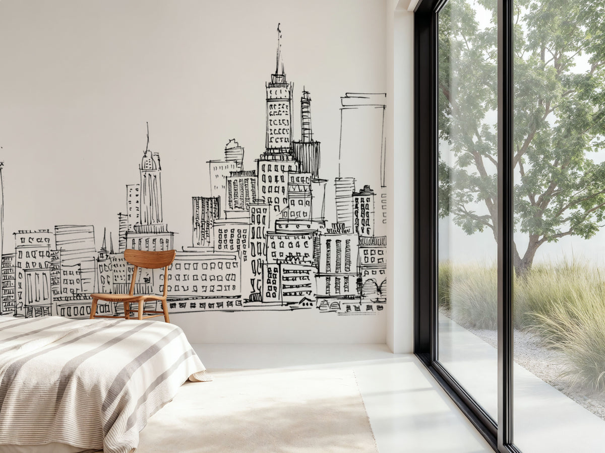 Skyline Chicago Mural Wallpaper - room preview 03