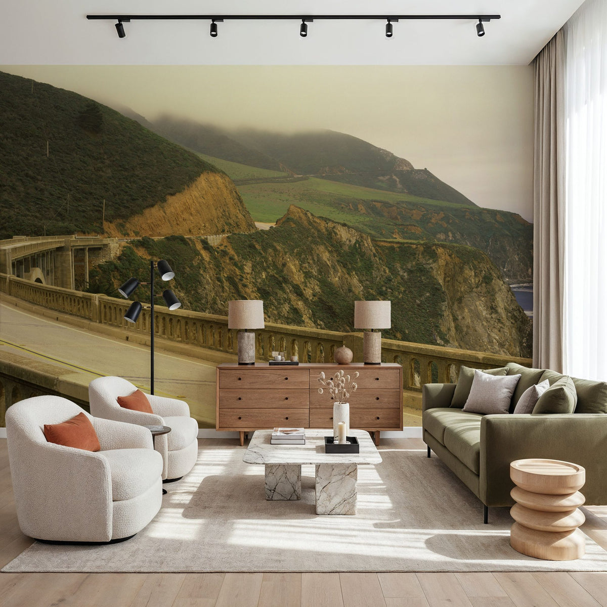 Coastal Cliff Bridge Mural Wallpaper - room preview 03