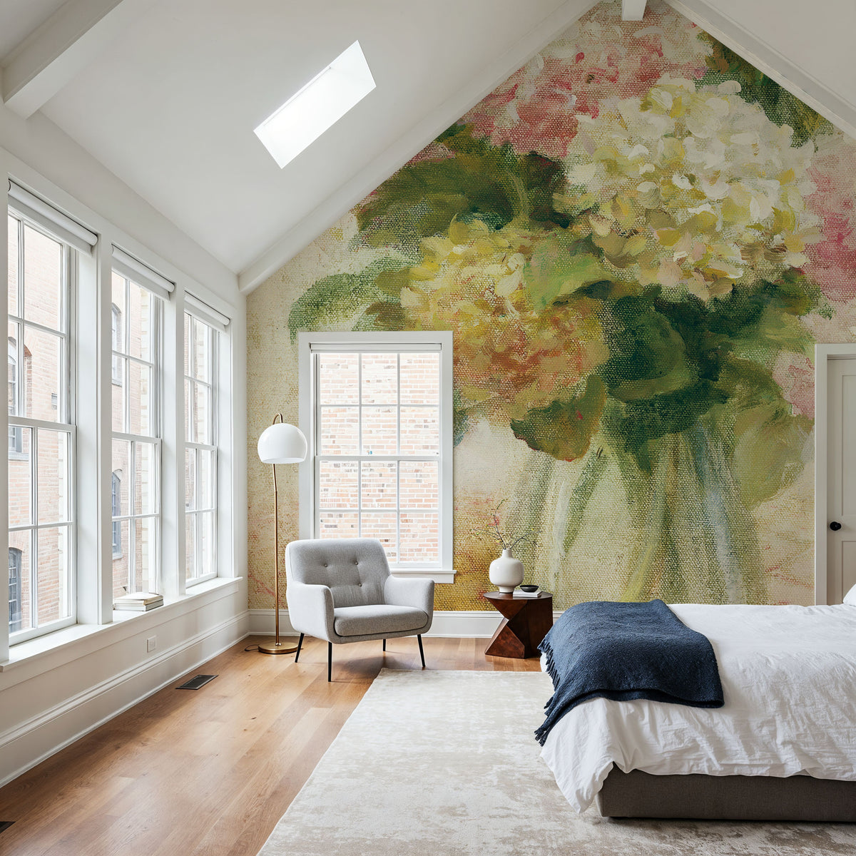 Cottage Hydrangeas in Pink Mural Wallpaper - room preview 03